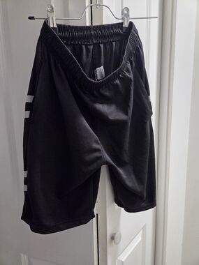 Essentials Black Athletic Shorts with Side Stripes